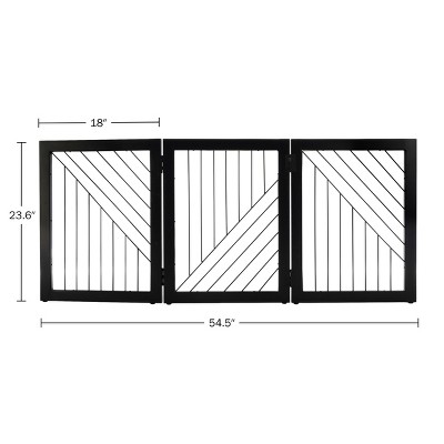 Black Metal 3-Panel Freestanding Pet Gate
