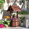 Resenkos Wood Wishing Well for Outside with Hanging Bucket, Wishing Well Planter with Drain Hole for Garden Patio, Natural - 4 of 4