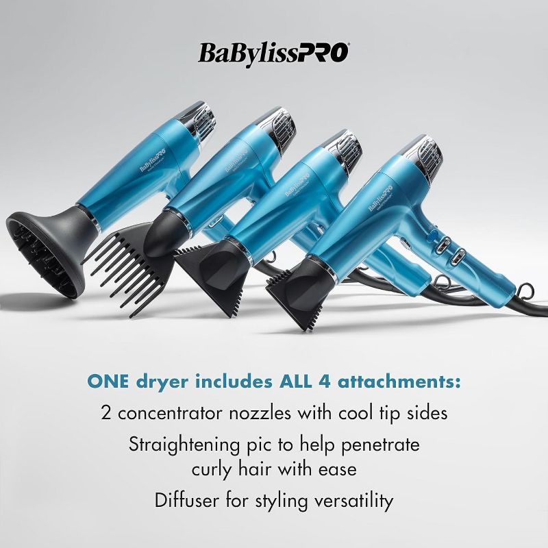 BaBylissPRO Hair Dryer, Nano Titanium Dual Ionic Blow Dryer, Hair Styling Tools & Appliances, BNT9100 (Babyliss Pro), 3 of 8