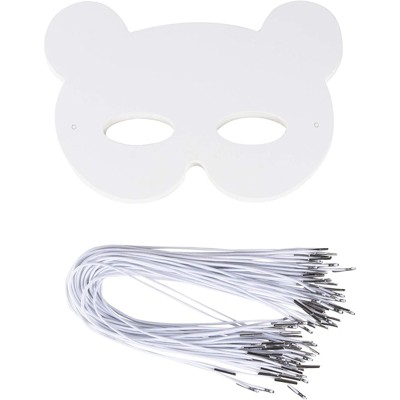 Juvale 48-Pack DIY Bear Mask Blank Masquerade Arts and Crafts Kids Crafts for Halloween Party 8.2"x7.5"