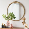 JUJABU 30x31" Round Wall Mirror with Gold Finish and Decorative Leaf Crest - 3 of 4