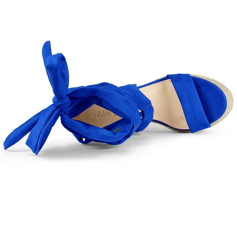 Allegra K Women's Espadrille Platform Wedges Heel Lace Up Sandals, 4 of 8