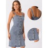 Allegra K Women's Button Down Sweetheart Neckline Sleeveless Summer Knee Length Denim Bodycon Sundress - 2 of 4