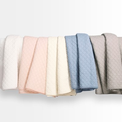 Ava Diamond Blue Cotton Full/Queen Quilt Set