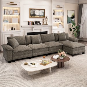 Captiva Designs 157.5-Inch Cloud Modular L-Shaped 5PC Sectional Sofa, Comfy Couch with Ottoman and Deep Cushions - 1 of 4