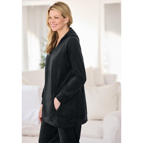 Woman Within Velour Hoodie Sweatshirt