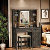 GlasFlength Vanity Tables Farmhouse Vanity with Mirror Hidden Jewelry Cabinet Elegant Design for Living Room, Brown, 39"*15.75"*56" - 4 of 4