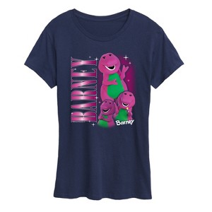 Women's - Mattel - Barney Retro Character Collage Short Sleeve Graphic T-Shirt - 1 of 4