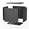 Dolonm 30 Gallon Deck Box, Outdoor Storage Box, with Lockable Lid & Woodgrain Design - All-Weather Resistant,Black - 2 of 4