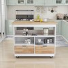 Kitchen Island, with Storage Rack, Drawers, Spice Rack & Towel Rack, for Dining, Kitchen & Barbecue - 3 of 4