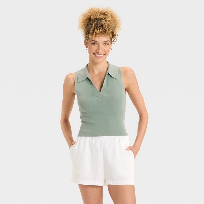 Women's Polo Collar Pullover Sweater Tank - A New Day™