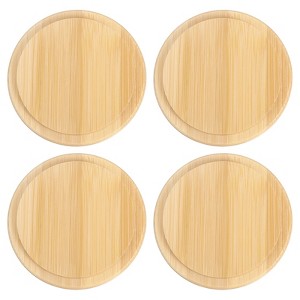 Unique Bargains Bamboo Reusable Lightweight Natural Texture Cup Lid 4 Pcs - 1 of 4