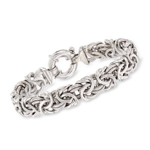 Ross-Simons Italian Sterling Silver Textured and Polished Byzantine Bracelet - 1 of 4