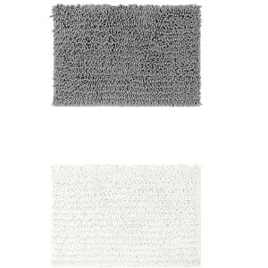 Unique Bargains Plain Chenille Non-Slip Washable Soft Home Decor Bathroom Mats 2 Pcs - 1 of 4