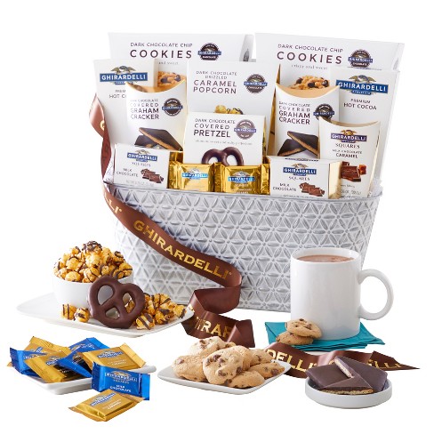 Ghirardelli Chocolates, Cookies And Sweets Grande Gift Basket - Brown  Ribbon : Target