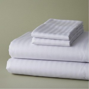 T-250 White Blended 10 MM Satin Stripe Bed Sheets By Rifz Textiles - 1 of 4