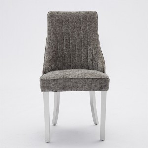 OUTSUPPLY Set of 2 Chenille Dining Chairs, High Back Upholstered Design with Metal Legs, Kitchen & Dining Room Chairs - 1 of 4