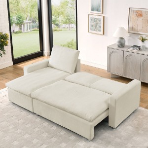 NicBex 90" L-Shaped Convertible Sleeper Sofa Bed Upholstered Pull Out Bed Couch with Reversible Storage Chaise and Removable & Washable Covers - 1 of 4