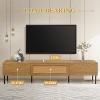 KTMBDW TV Stand for TVs up to 80'', Entertainment Center With Rattan 3 Cabinets, Long Boho Media Console for Living Room, Natural - 3 of 4