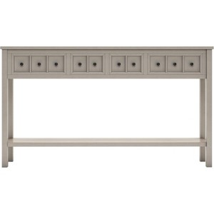 Rustic Entryway Console Table, 60" Long Sofa Table with 2 Different Size Drawers Bottom Shelf Storage Console Table for Entrance Hallway Gray - 1 of 4