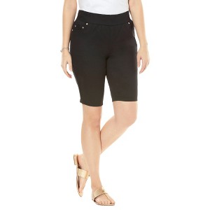 Jessica London Women's Plus Size Comfort Waist Stretch Denim Bermuda Short - 1 of 4