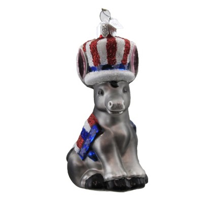 Noble Gems 4.25" Patriotic  Donkey Uncle Sam Hat Ornament  -  Tree Ornaments