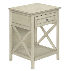 AENKYO Bedside Table - Engineered Hardwood Side Table with 2-Tier Storage, Distressed Wood Finish - 1 of 4