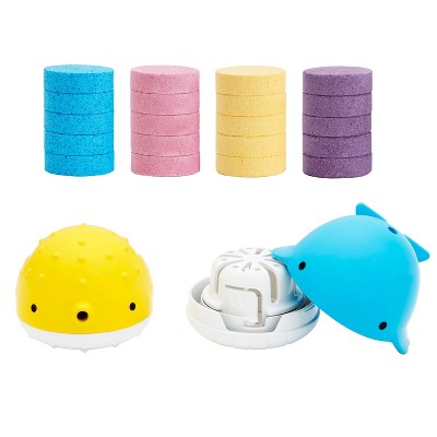 Munchkin Color Buddies Moisturizing Bath Water Color Tablets and Toy Dispenser - 20 Tablets and 2 Toy Dispensers