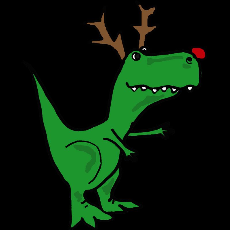 Girl's Design By Humans Cool Funny Christmas T-Rex Dinosaur with Antlers By SmileToday T-Shirt, 2 of 4