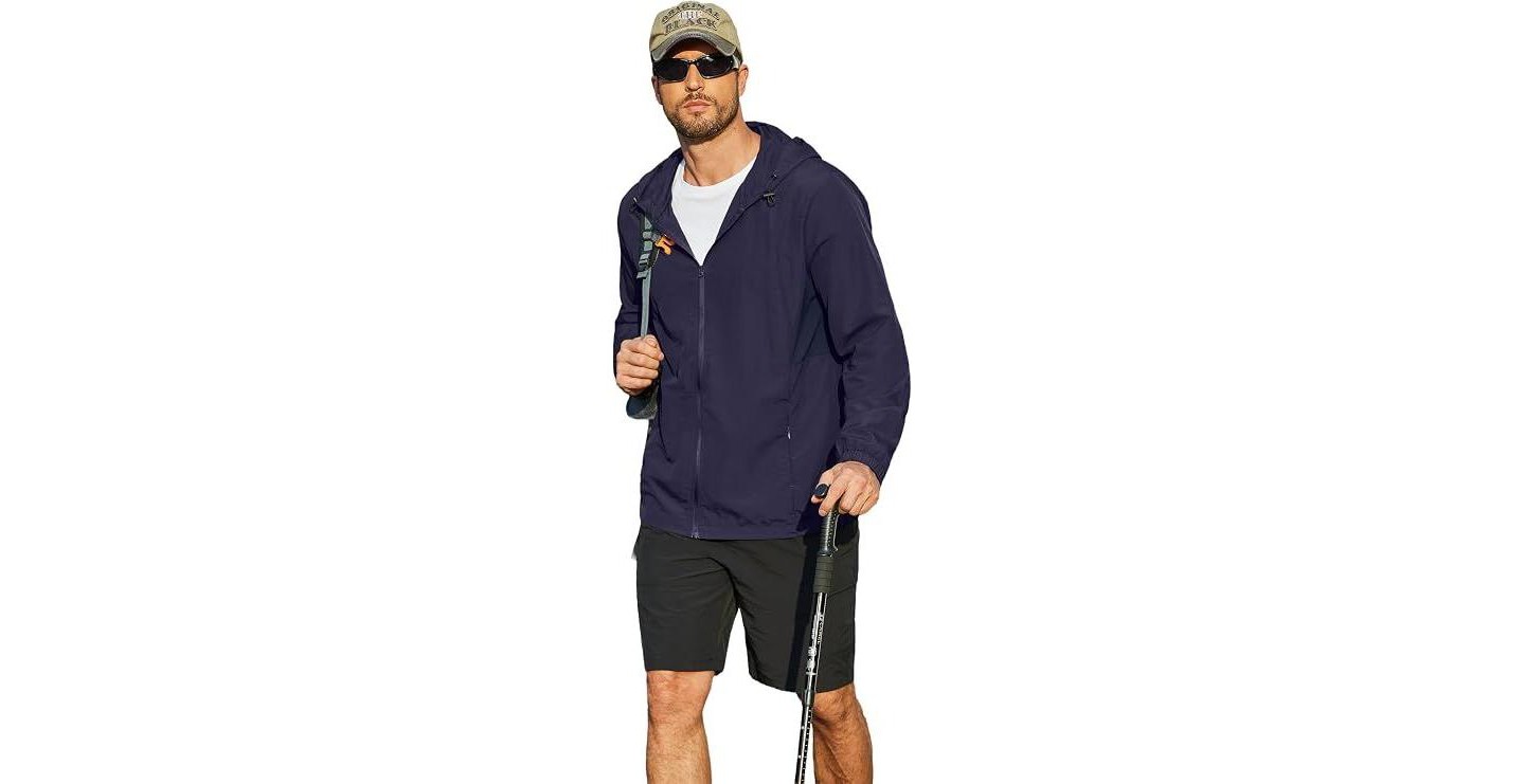 Мужская куртка COOFANDY Men' s UV Protective Hoodie Jacket UPF 50 Fishing Hiking Performance Zip Sun Shirt Men Navy, цвет: Тёмно-синий — фото 4