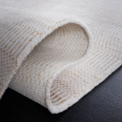 Beige and Ivory Hand Loomed Viscose 4' x 6' Area Rug