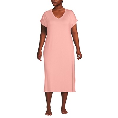 Lands' End Women's Short Sleeve Cooling Midi Nightgown
