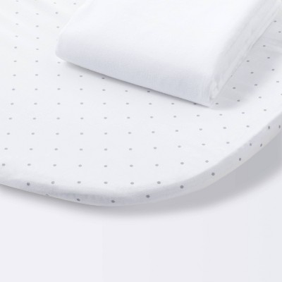 Fitted Oval Bassinet Sheets Dots & Solid 2pk - Cloud Island™ Gray/White