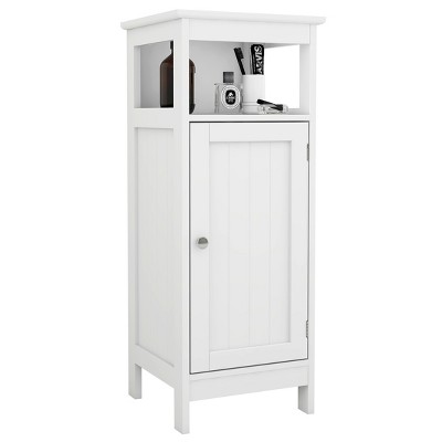 GlasFlength Single Door Storage Cabinet with Adjustable Shelf and Elegant Design, White, 12.6"*12"*31.5"