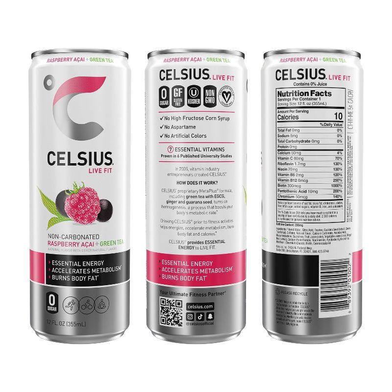 Celsius Fizz Free Variety Pack Energy Drink - 12pk/12 fl oz Cans, 4 of 5