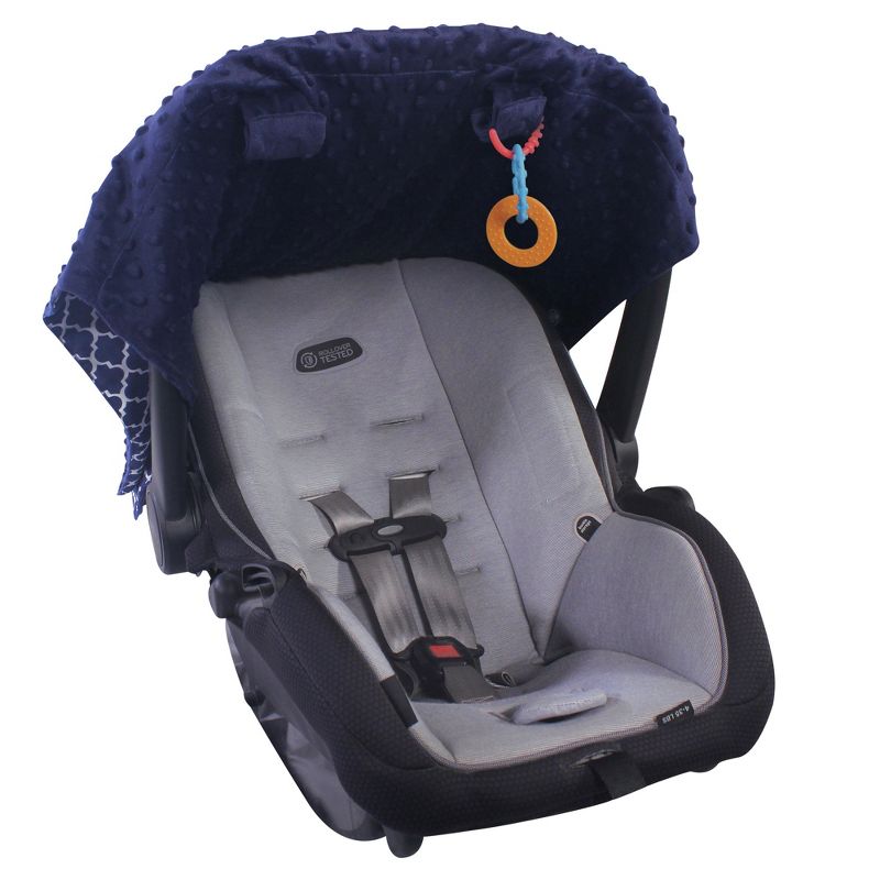 Hudson Baby Infant Girl Reversible Car Seat and Stroller Canopy, Navy Trellis, One Size, 3 of 5
