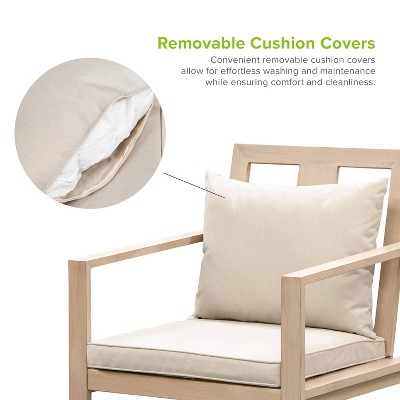Beige Aluminum Frame Dining Armchair with Cushions
