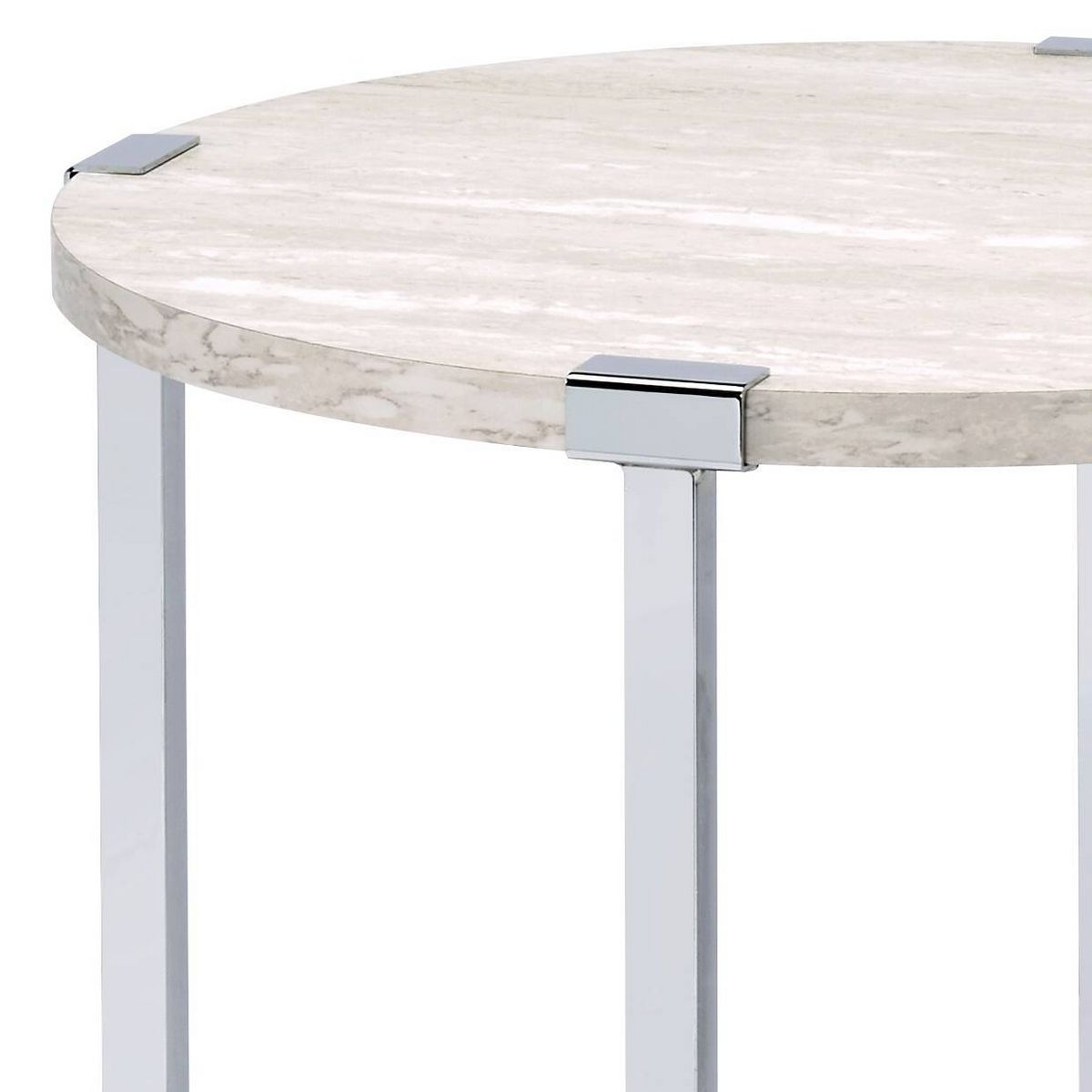 Acme Furniture Brecon Accent Table White Oak/Chrome Finish - thumbnail 2