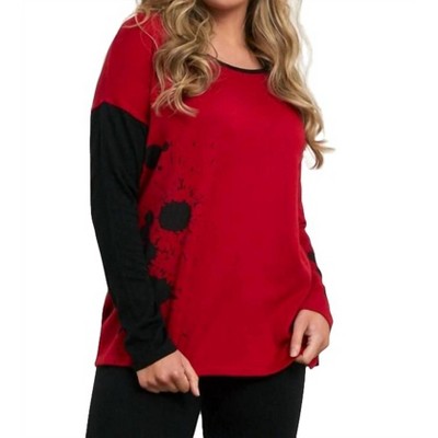 Women's Splatter Color Block Crew Sweater - ANGEL