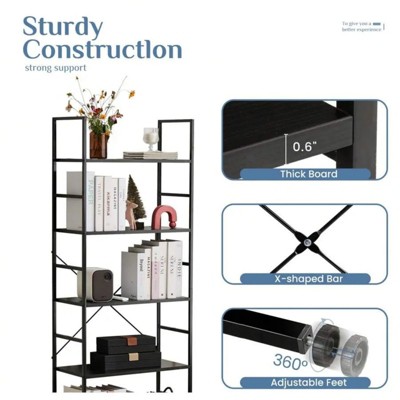 SKRAN Bookshelf,5 Tier Bookshelves, Home Office Bookcase Shelf Storage Organizer,Free Standing Storage Shelving Unit For Bedroom, Living Room