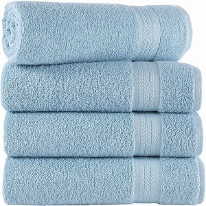 REGAL RUBY 4 Pack Bath Towels Quick-Dry High Absorbent 100% Turkish Cotton Towel for Bathroom, Guests, Pool, Gym, Camp, Travel, College Dorm, Shower - 1 of 4