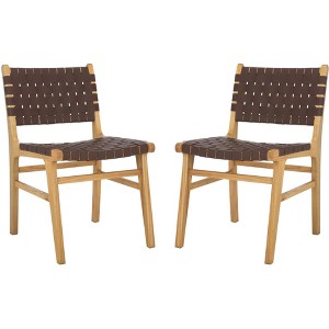 Taika Woven Leather Dining Chair (Set of 2) - DCH4000 - Safavieh - 1 of 4