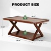 Bekrvio 40" Solid Oak Coffee Table,2-Tier Modern Farmhouse Rectangle Center Table with Storage Shelf & X-Shaped Legs, Walnut Finish - 2 of 4