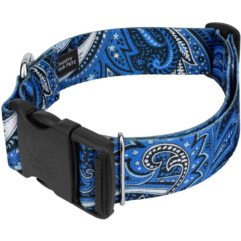 Country Brook Petz 1 1/2 Inch Deluxe Blue Paisley Dog Collar, 3 of 6