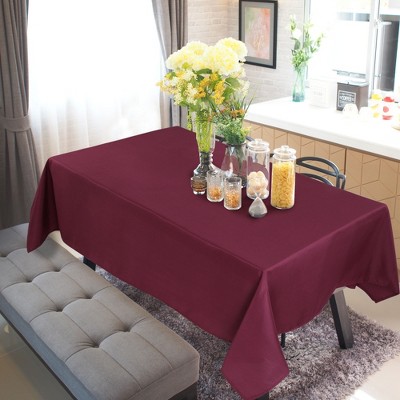 55"x63" Rectangle Polyester Stain Resistant Solid Tablecloths Burgundy - PiccoCasa