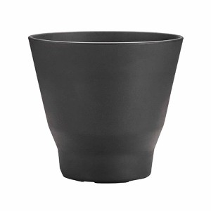 Crescent Garden Step Eco-Friendly Plastic Round Planter Pot Charcoal Gray 15"x14" - 1 of 4