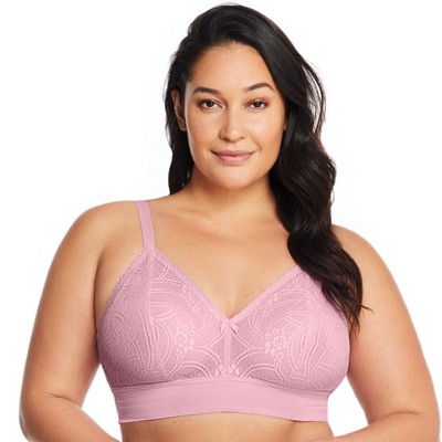 Glamorise Womens Bramour Gramercy Luxe Lace Bralette Wirefree Bra 7012  Mauve 34d : Target