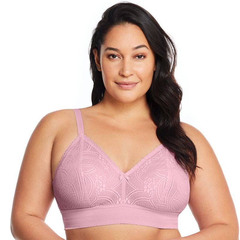 Glamorise Womens Bramour Gramercy Luxe Lace Bralette Wirefree Bra 7012 Mauve, 1 of 5