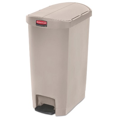 Rubbermaid Commercial Slim Jim Resin Step-On Container End Step Style 13 gal Beige 1883459