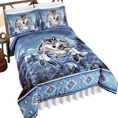 Collections Etc Wolf Dreamcatcher Aztec Border Comforter Set